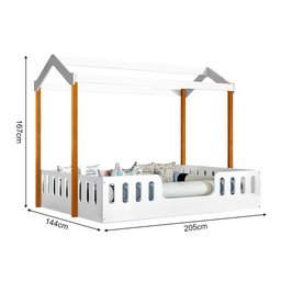 Cama Casal Casinha Segura Montessoriana Ágatha - Branco/mel - 3