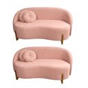 Ver imagem 2 de Kit 02 Sofás Orgânicos 2 Lugares C/2 Almofadas Curvo Sala Recepção Amsterdã Boucle Rosa - Montanari'