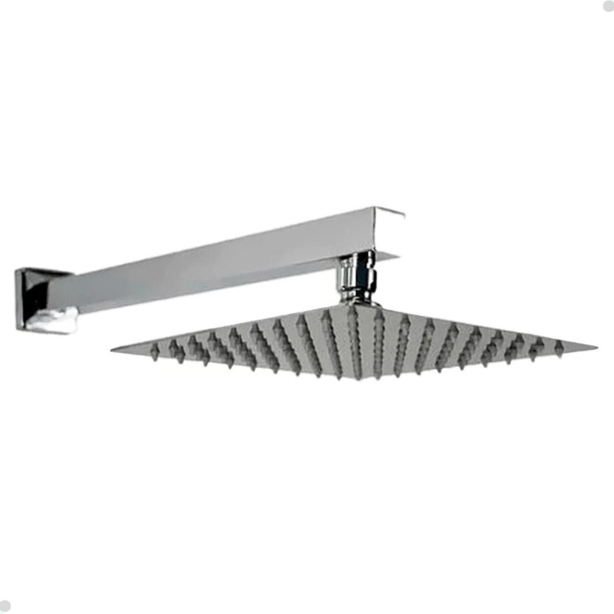 Ducha Chuveiro 20x20 Slim Inox com Braço 40cm Solar Gas - 7