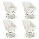 Ver imagem 1 de Kit 4 Poltronas Luxo Alana Bouclê Bege Base Luxo Dourado - Pallazio