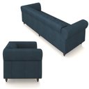 Ver mais imagens de Conjunto de Sofá Sala de Estar Stanford Chesterfield 2 e 3 Lugares 200cm/240cm Pés Madeira Couro Azu