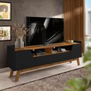 Ver imagem 2 de Rack Bancada Tv até 70 Polegadas 180 Cm 2 Portas 1 Gaveta Preto Fosco Naturalle Flor Shop Jm