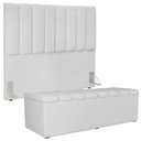 Ver imagem 1 de Kit Cabeceira Cama Box Casal 140cm com Calçadeira Recamier Baú Dália W01 Facto Branco - Lyam