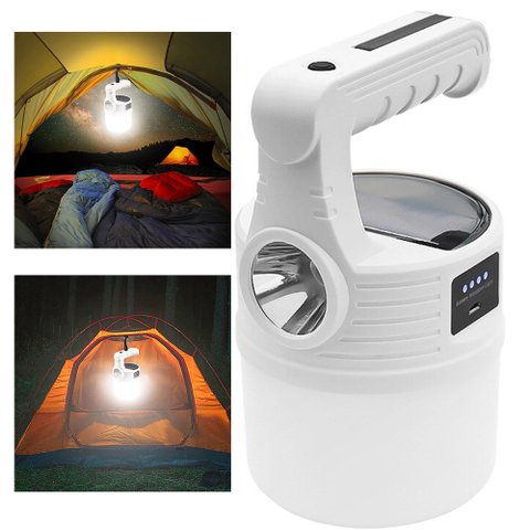 Luminaria Solar 2 Em 1 Lanterna Dupla Fonte Luz Led A prova De Agua Portatil Acampamento Resistente