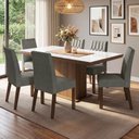 Ver imagem 1 de Conjunto Sala de Jantar Tampo de Vidro 6 Cadeiras Rustic/Branco/Silver Dinan Madesa