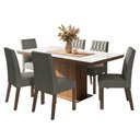 Ver imagem 2 de Conjunto Sala de Jantar Tampo de Vidro 6 Cadeiras Rustic/Branco/Silver Dinan Madesa