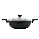 Ver imagem 5 de Panela Frigideira Caçarola Tampa de Vidro Wok 24 Cm Antiaderente Alumínio - Cobre