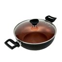 Ver imagem 6 de Panela Frigideira Caçarola Tampa de Vidro Wok 24 Cm Antiaderente Alumínio - Cobre