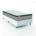 Ver imagem 1 de Cama Box Colchão Solteiro Molas Ensacadas Real 88x188x65cm Linho Branco / Preto Inducol