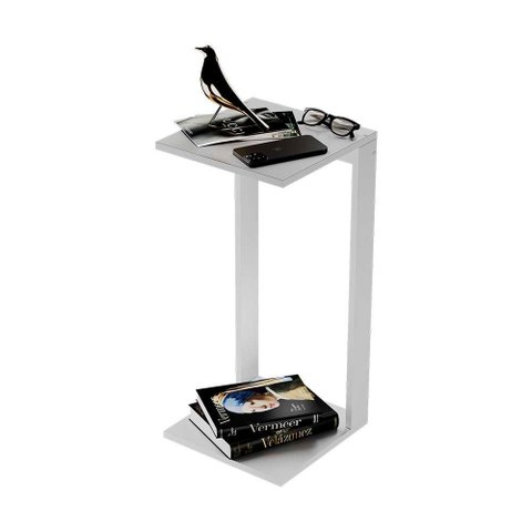 Mesa de Cabeceira Pequena 30x30x65cm Branca Quarto Sala