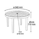 Ver imagem 4 de Mesa Plástica Desmontável Redonda ARQPLAST Branca