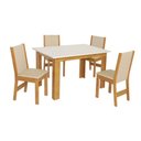 Ver imagem 2 de Conjunto Mesa Luiza Retangular com 4 Cadeiras Melina Asgard Bege Freijo e Off