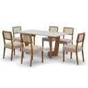 Ver imagem 2 de Mesa de Jantar Liz 160x80cm Vidro 25mm Cinamomo Off White com Kit 6 Cadeiras Linho Bege - Valdemó