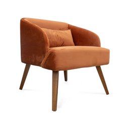 Poltrona Decorativa Lara Pés de Madeira Veludo Terracota - Sheep Estofados - Terracota - 2