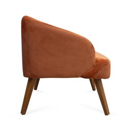 Poltrona Decorativa Lara Pés de Madeira Veludo Terracota - Sheep Estofados - Terracota - 3