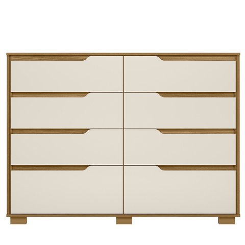 Cômoda para Quarto 8 Gavetas 147cm Parma M07 Freijó/off White - Mpozenato