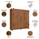 Ver imagem 3 de Guarda Roupa Casal 192cm 4 Portas 6 Gavetas Itajaí Jatobá S01 - Mpozenato