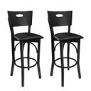 Ver imagem 5 de Kit 2 Banquetas Bistro Alta Ipanema de Madeira com Estofado Preto - Cozinha Bar e Balcão