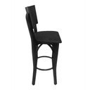 Ver imagem 2 de Kit 2 Banquetas Bistro Alta Ipanema de Madeira com Estofado Preto - Cozinha Bar e Balcão