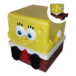 Mesa de Cabeceira Infantil Tema Bob Esponja Calça Quadrada - Amarelo - 7