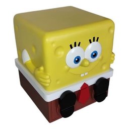 Mesa de Cabeceira Infantil Tema Bob Esponja Calça Quadrada - Amarelo - 1