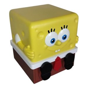 Mesa de Cabeceira Infantil Tema Bob Esponja Calça Quadrada - Amarelo