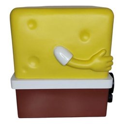 Mesa de Cabeceira Infantil Tema Bob Esponja Calça Quadrada - Amarelo - 10