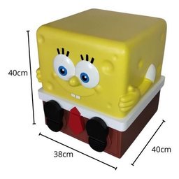 Mesa de Cabeceira Infantil Tema Bob Esponja Calça Quadrada - Amarelo - 2