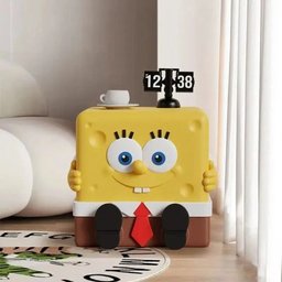 Mesa de Cabeceira Infantil Tema Bob Esponja Calça Quadrada - Amarelo - 8