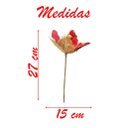 Ver imagem 2 de Kit 12 Flores com Cabo Artificial Decoração de Natal com Glitter 27cm