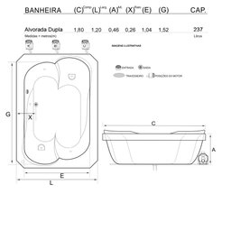 Banheira Dupla Munique com Hidro em Acrílico - 127v - 3