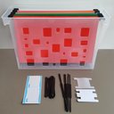 Ver imagem 5 de Caixa Arquivo Transparente com 6 Pastas Suspensas Coloridas Dellocolor Organizador de Escritório