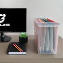 Ver imagem 4 de Caixa Arquivo Transparente com 6 Pastas Suspensas Coloridas Dellocolor Organizador de Escritório