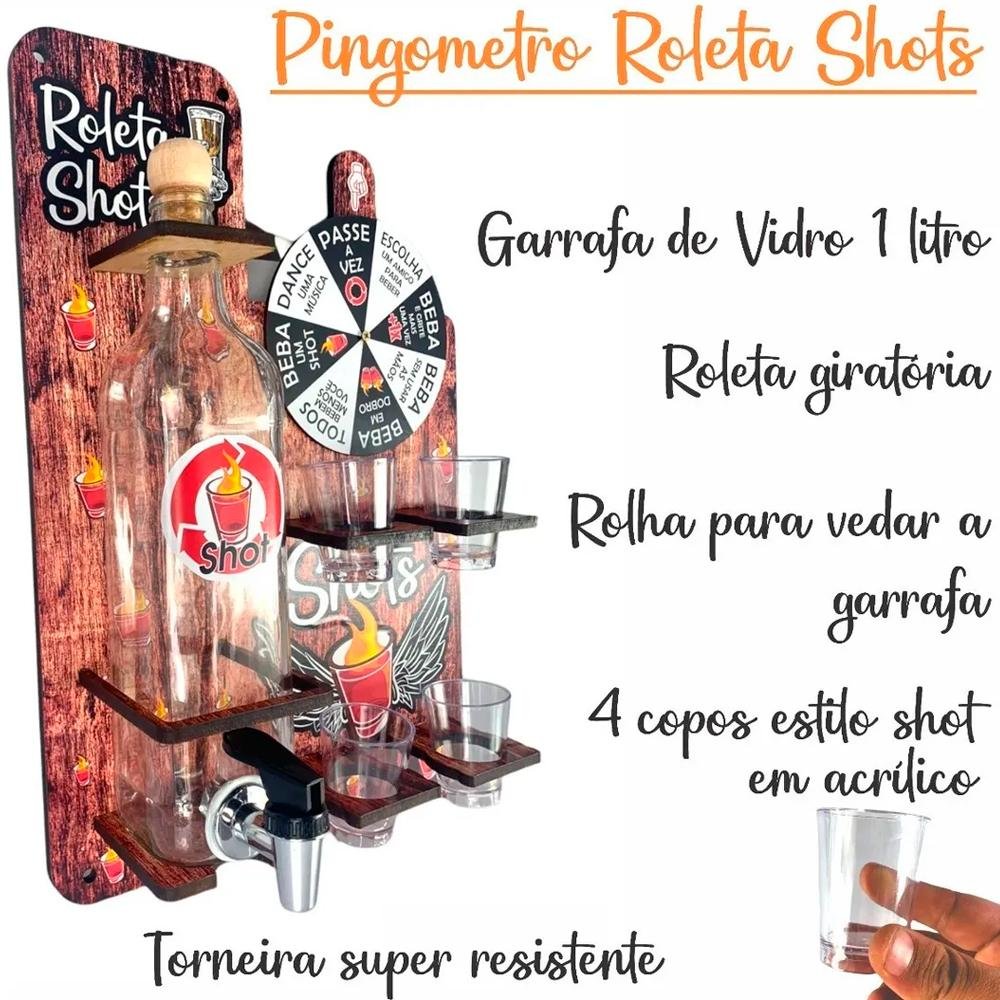 Pingometro Rústico com Jogo de Roleta Drinks Shot Decor - 3