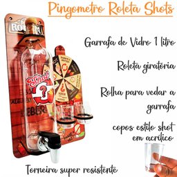 Pingometro Rústico com Jogo de Roleta Drinks Shot Decor - 4