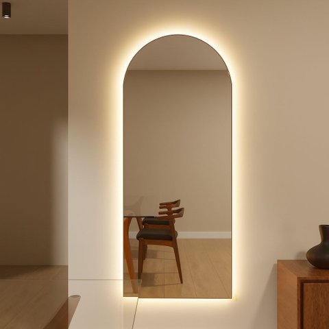 Espelheira 150x40 E13 Couro Simples Caramelo Sup Par Led Neutro Bivolt