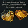 Conjunto de Pires de Madeira Xícara e Colher para Mesa Posta - 2