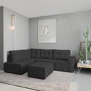 Ver imagem 1 de Sofá de Canto 8 Lugares com Chaise 2,71m Industrial Suede Ipanema Cinza