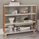Ver imagem 1 de Estante para Livros Industrial 2 Prateleiras 100% Mdf Off White/freijó F23 - Pradel