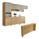 Ver imagem 3 de Cozinha Completa Modulada 7 Peças com Ilha Simone Mendes Marrom/Carvalho/Greige