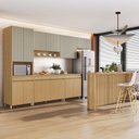 Ver imagem 1 de Cozinha Completa Modulada 7 Peças com Ilha Simone Mendes Marrom/Carvalho/Greige