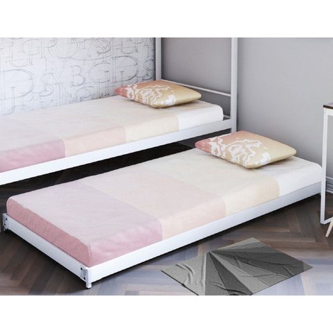 Cama Inferior/Auxiliar em Aço 90cm x 190cm Branco