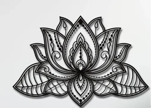 Painel decorativo Flor de lótus mdf preto 59cm - 1