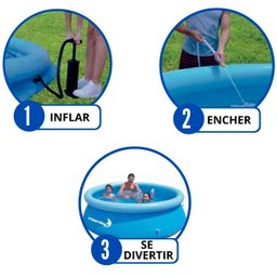 Piscina com Borda Inflável Redonda 4600 Litros 3m X 76cm com Capa Azul Importway Iwpbic4600 - 6