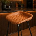 Ver imagem 6 de Kit 2 Banquetas Média Leather 65 cm Estrutura em Aço Assento em Courissimo Marrom - Edecasamoveis