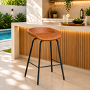 Ver imagem 2 de Kit 2 Banquetas Média Leather 65 cm Estrutura em Aço Assento em Courissimo Marrom - Edecasamoveis