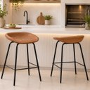 Ver imagem 5 de Kit 2 Banquetas Média Leather 65 cm Estrutura em Aço Assento em Courissimo Marrom - Edecasamoveis