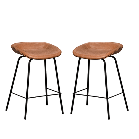 Kit 2 Banquetas Média Leather 65 Cm Estrutura em Aço Assento em Courissimo Marrom - Edecasamoveis