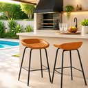 Ver imagem 4 de Kit 2 Banquetas Média Leather 65 cm Estrutura em Aço Assento em Courissimo Marrom - Edecasamoveis