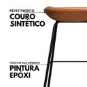 Ver mais imagens de Kit 2 Banquetas Média Leather 65 cm Estrutura em Aço Assento em Courissimo Marrom - Edecasamoveis